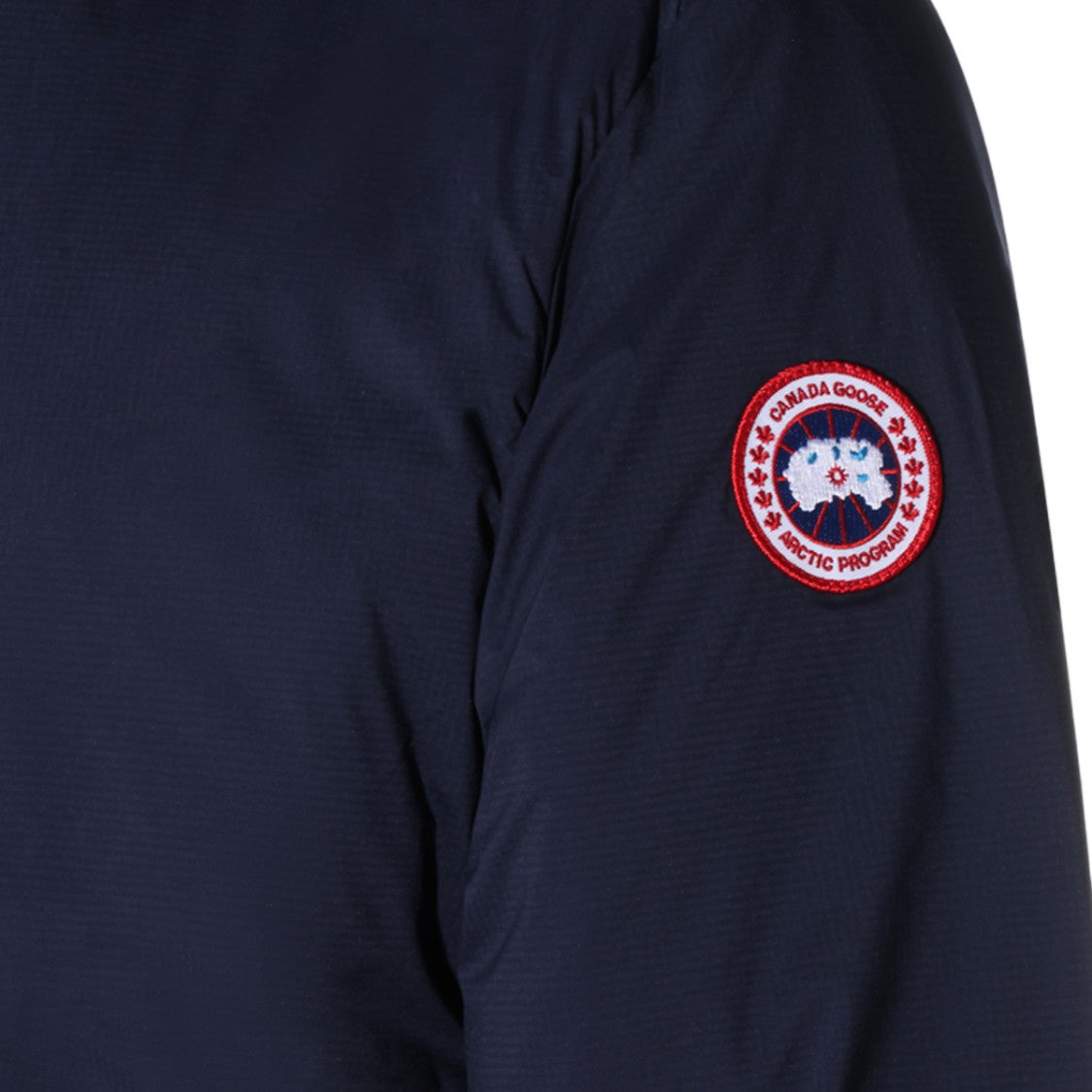 Canada Goose Blue Padded High Collar Hooded Logo Patch Coat