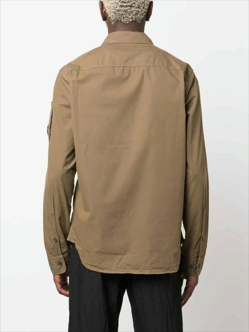 C.P. Company Structured Brown Casual Jacket With Iconic Lens Detail