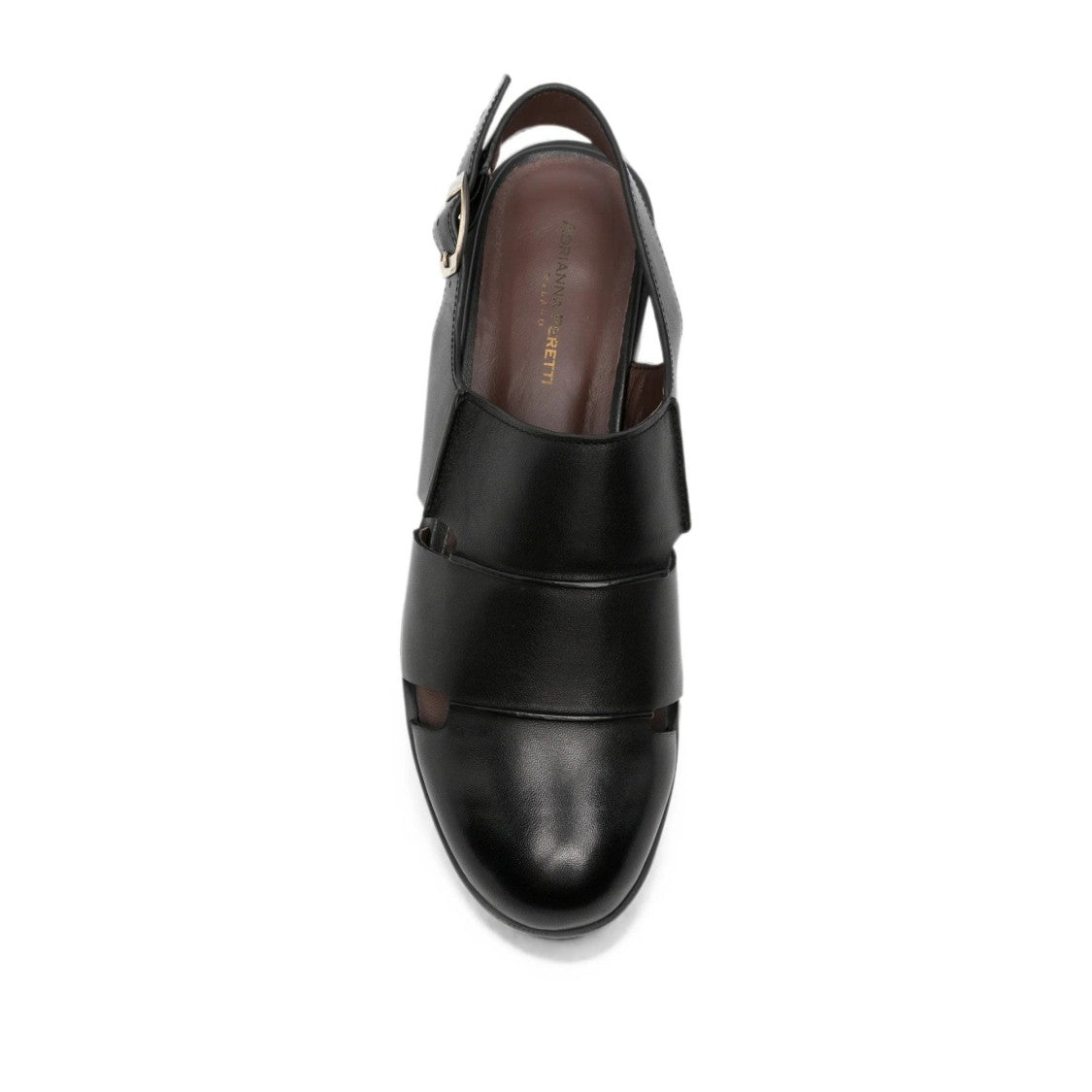 Adrianna Feretti Black Low-Profile Adjustable Buckle Leather Sandals