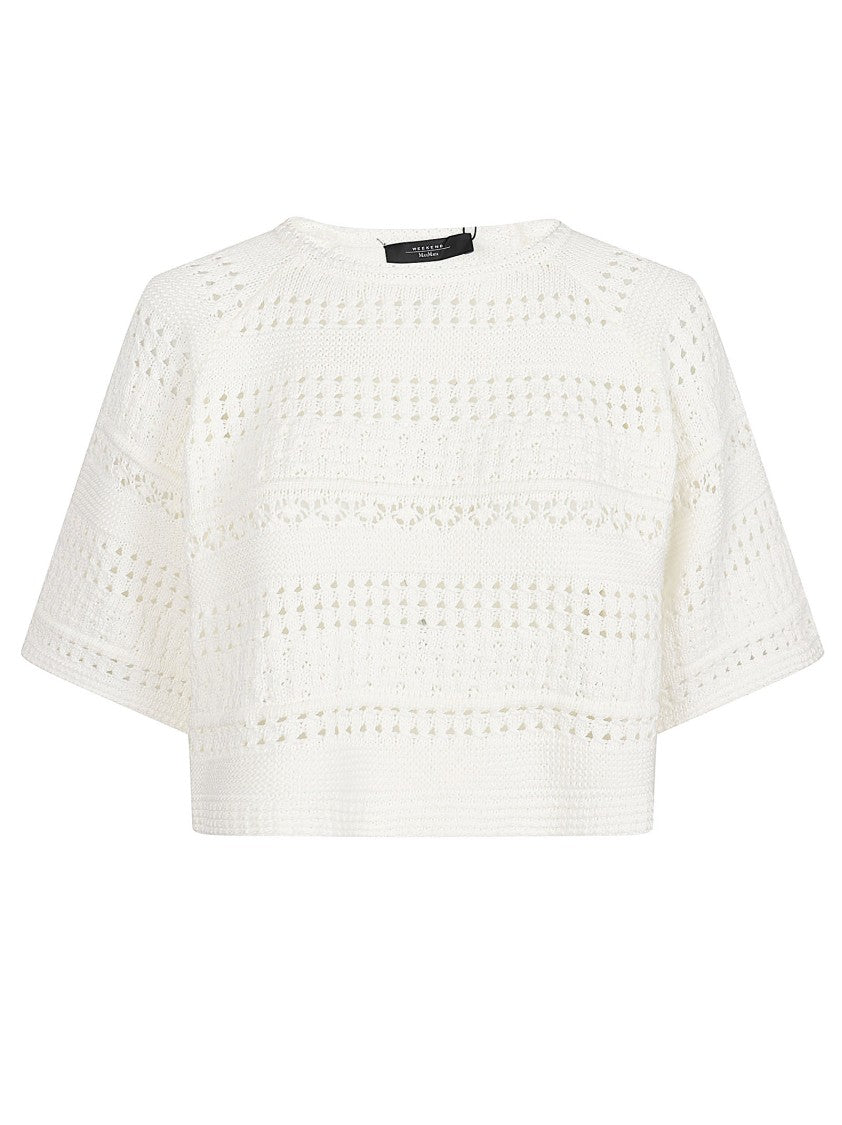 Max Mara Cropped Open-Knit Sweater With Short Sleeves
