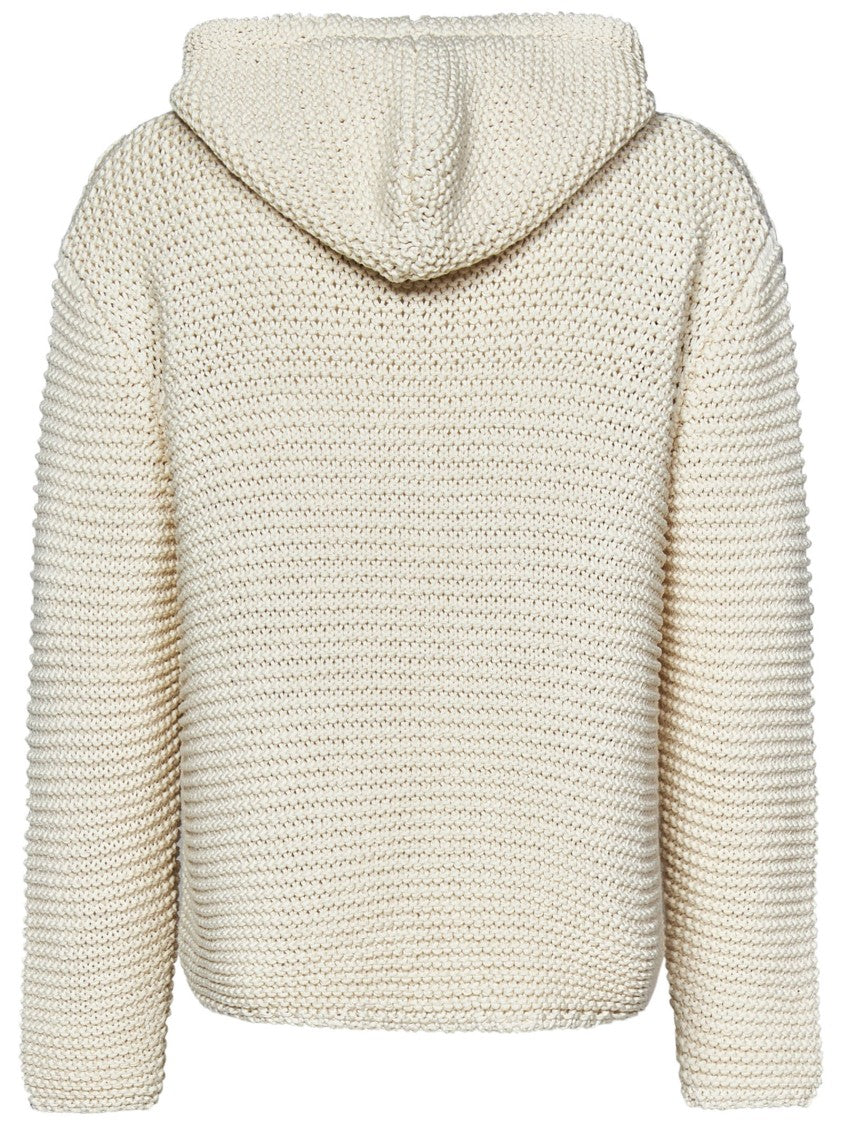 Alexander Mcqueen Textured Cotton Knit Hoodie With Prominent Logo