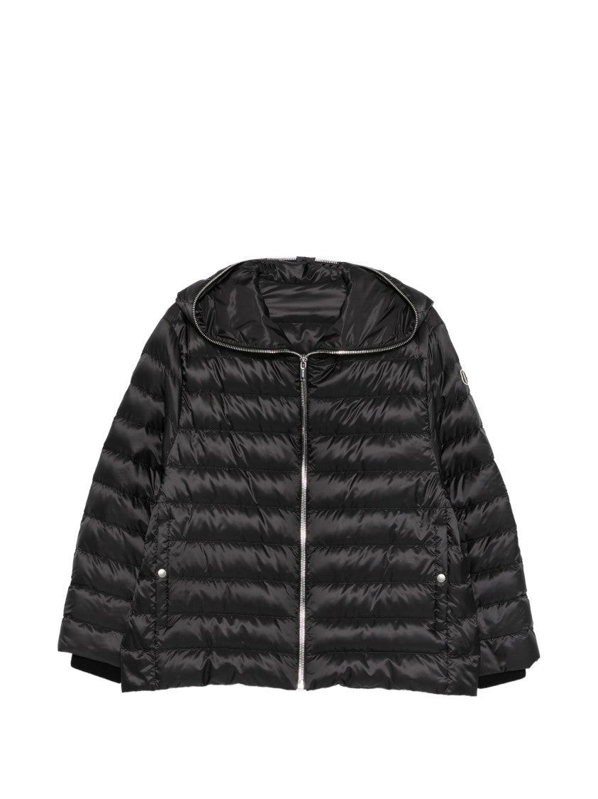 Moncler X Rick Owens Black Woven Quilted Cropped Jacket