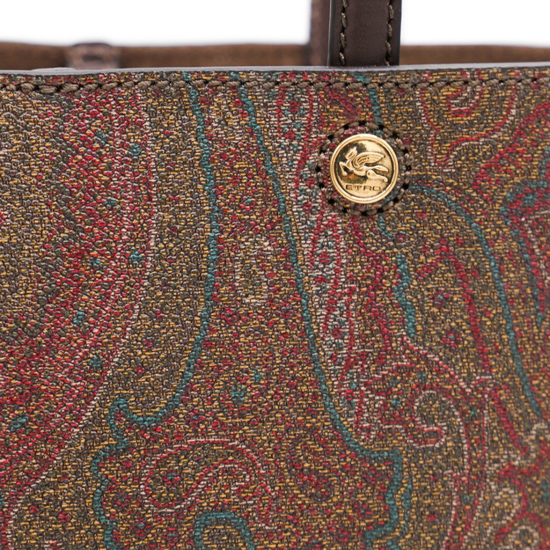 Etro Multicolor Paisley Leather Tote Bag With Logo Motif