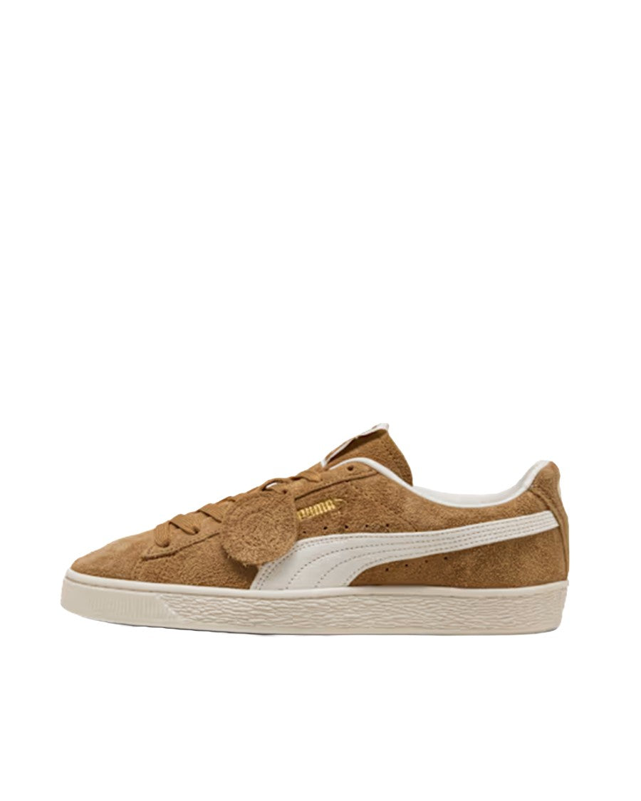 Puma Brown Suede Sneakers With Rounded Toe And Lace-Up Closure