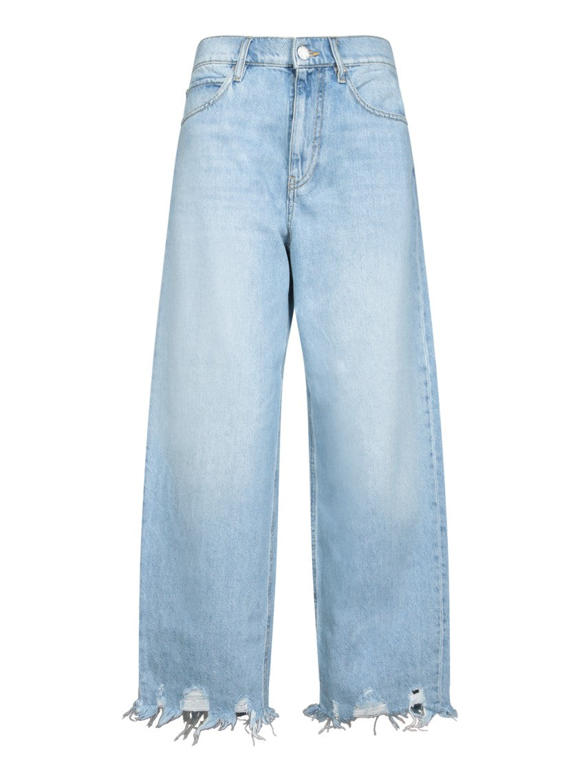 Pinko Frayed Hem Wide-Leg Jeans