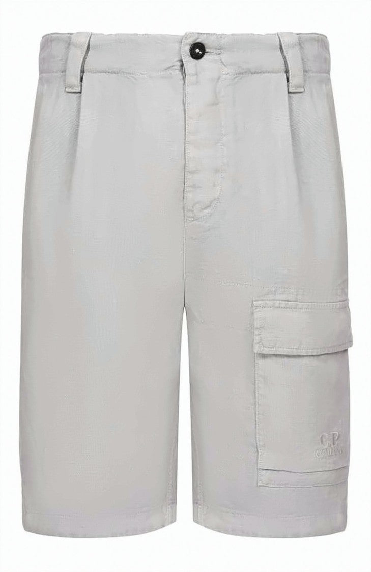 C.P. Company Mid-Thigh Linen Shorts With Distinctive Flap Pocket