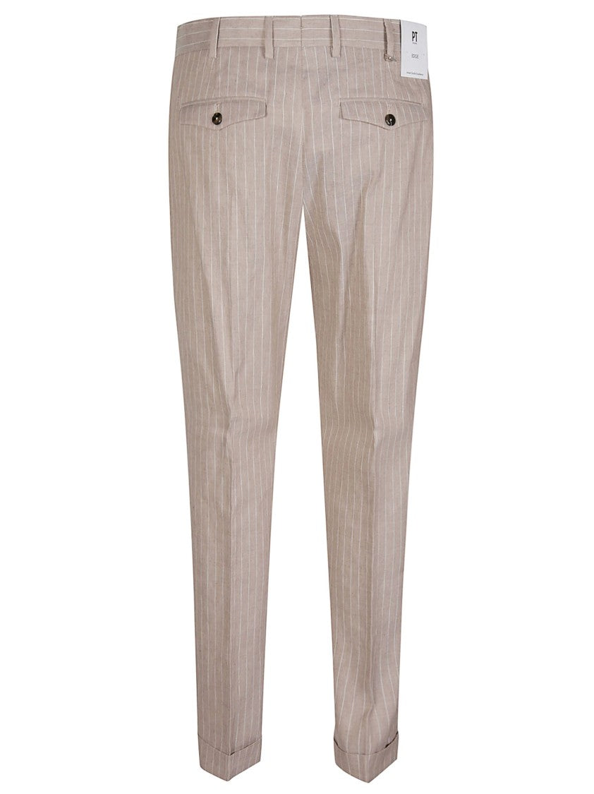 Pt Torino Rebel 1 Linen-Cotton Pinstripe Pants
