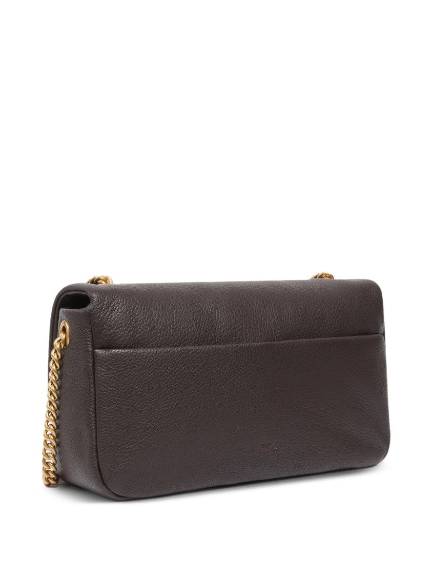 Pinko Textured Leather Handbag With Gold-Tone Bird Clasp