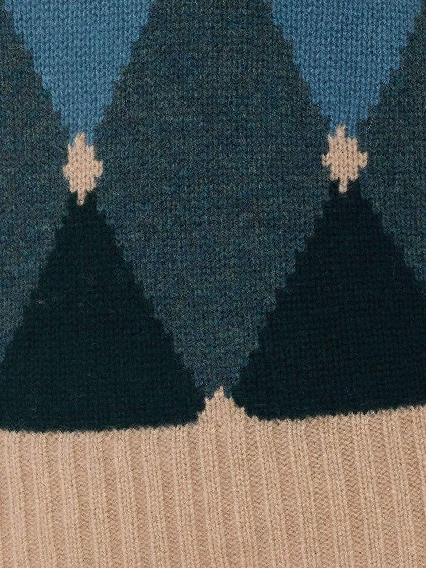 Ballantyne Argyle Pattern Cashmere Crewneck Sweater