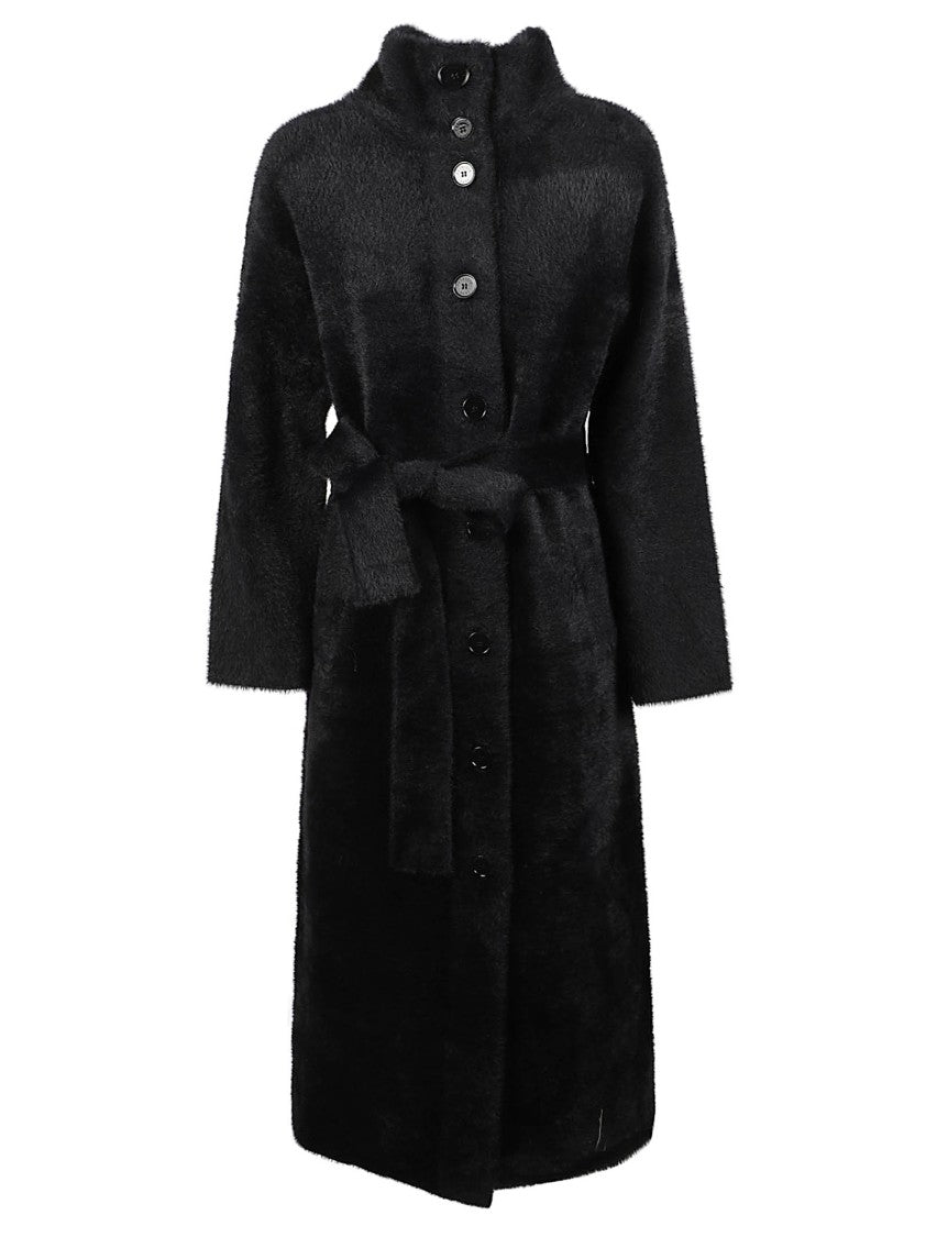 Patrizia Pepe Mid-Length Plush Belted Coat