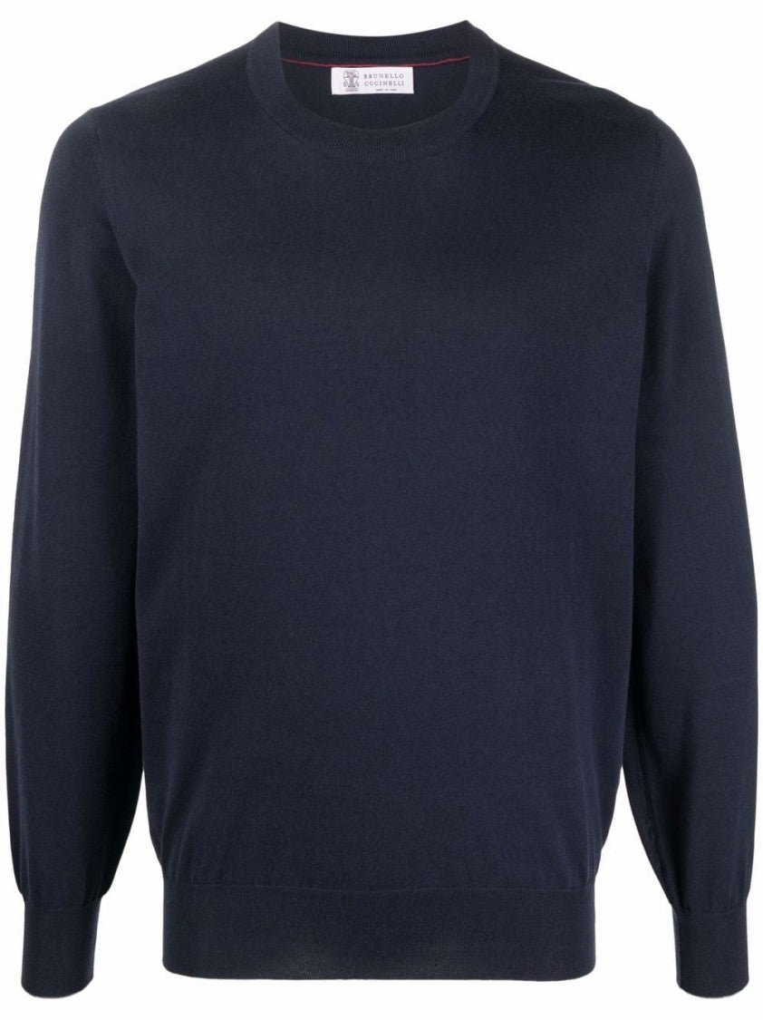 Brunello Cucinelli Classic Round Neck Black Knit Sweater