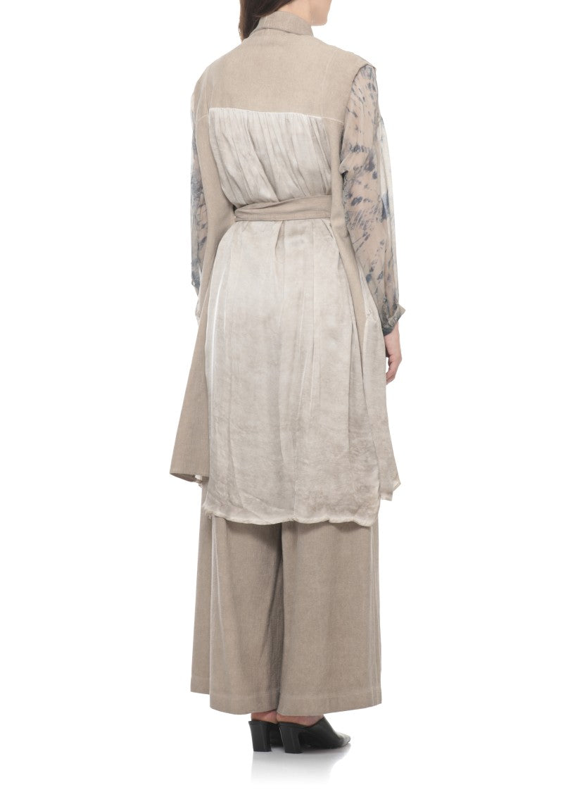 Sanctamuerte Beige Belted Waist Cotton Gilet