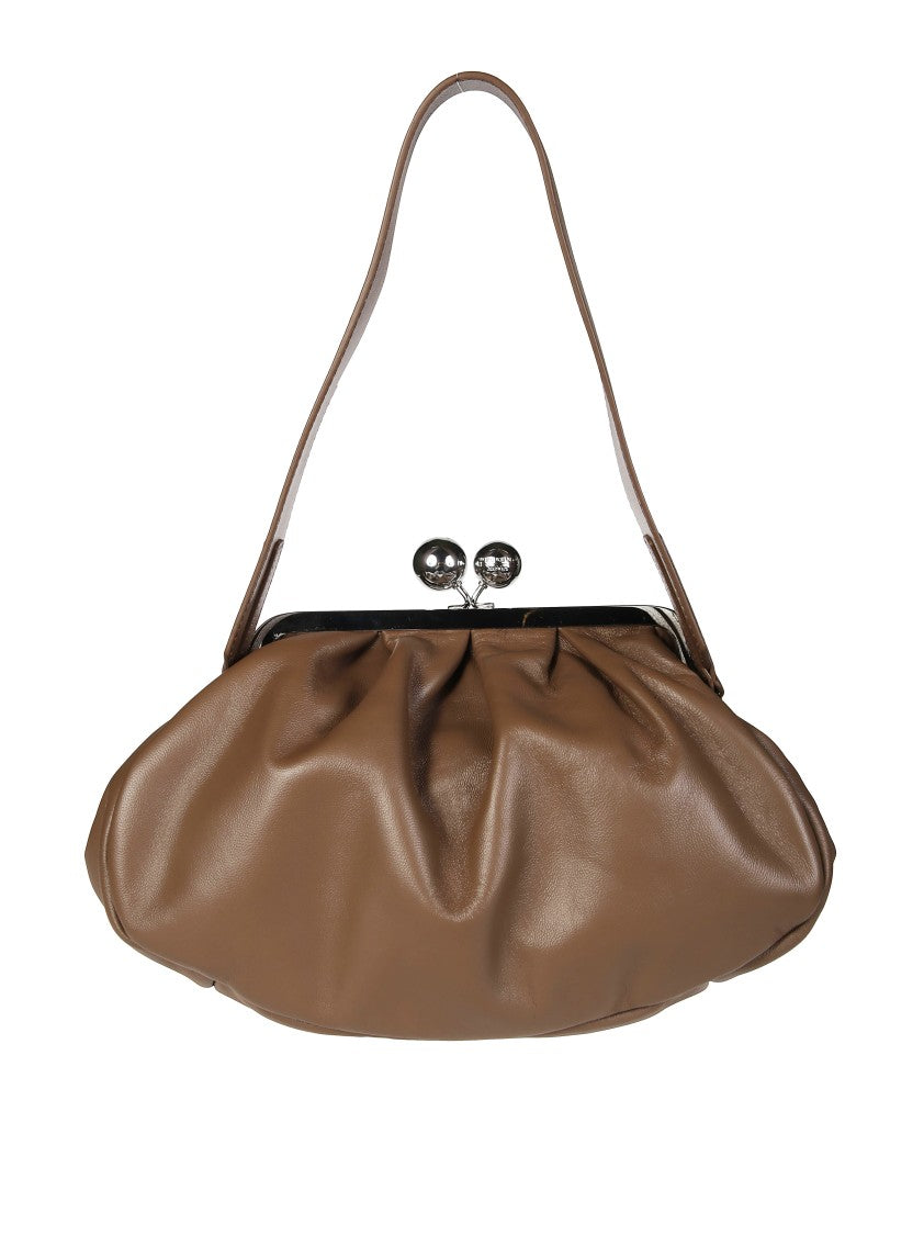 Max Mara Gathered Design Slouchy Handbag With Metal Frame Closure