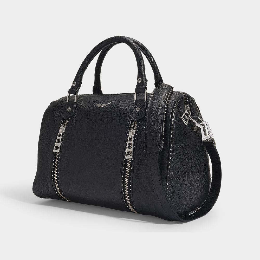 Zadig & Voltaire Black Grained Leather Shoulder Bag
