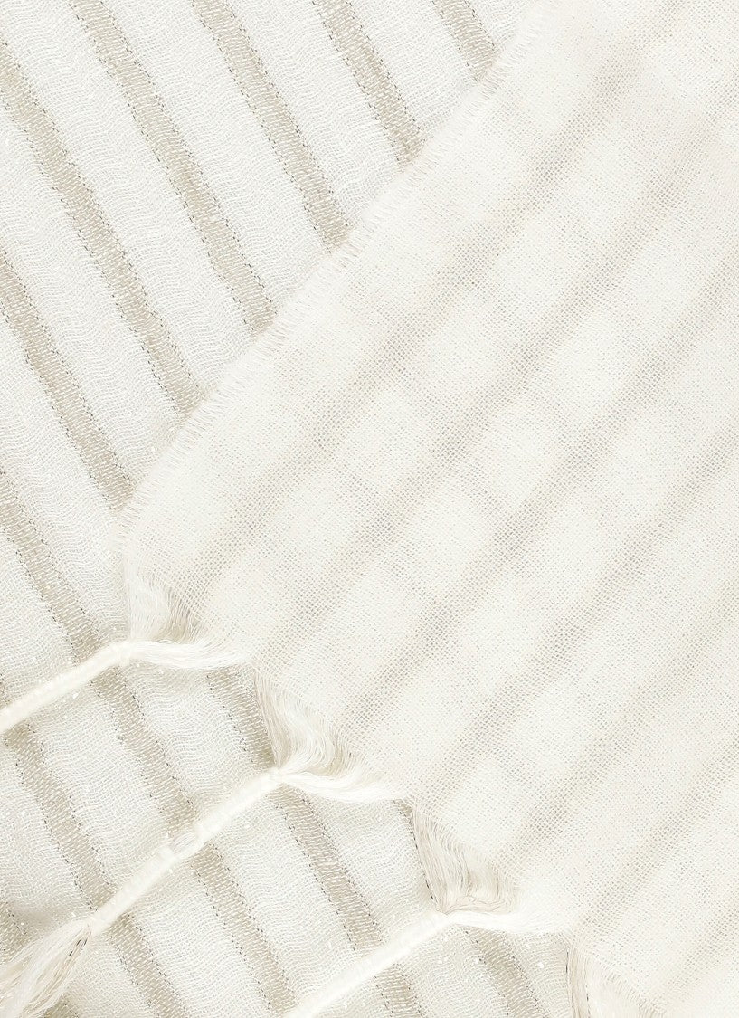 Brunello Cucinelli Contrasting Striped Wool And Linen Scarf