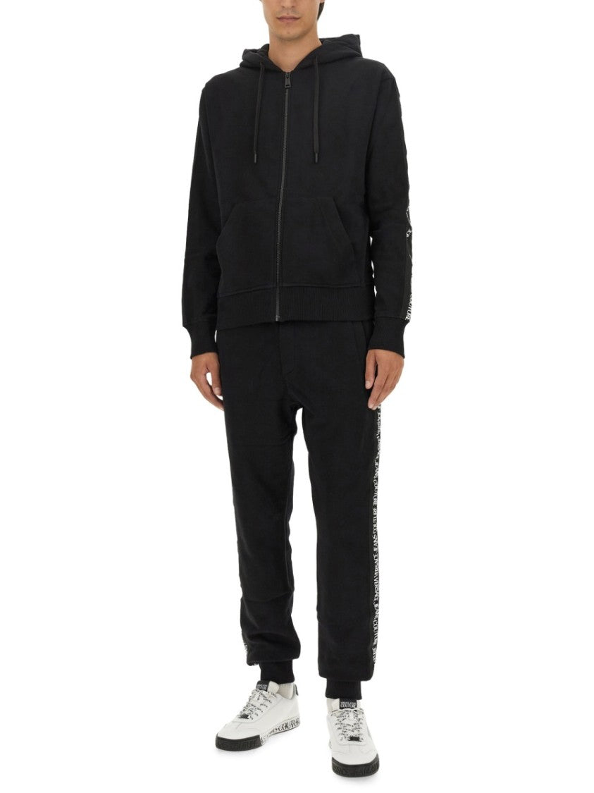 Versace Jeans Couture Full-Zip Hoodie With Adjustable Drawstrings And Subtle Branding