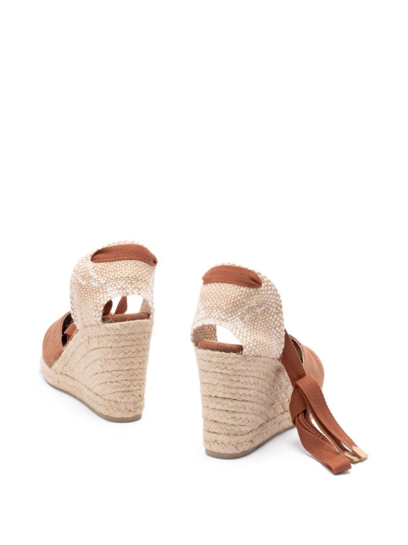 Castaner Beige Wedge Sandals With Braided Raffia