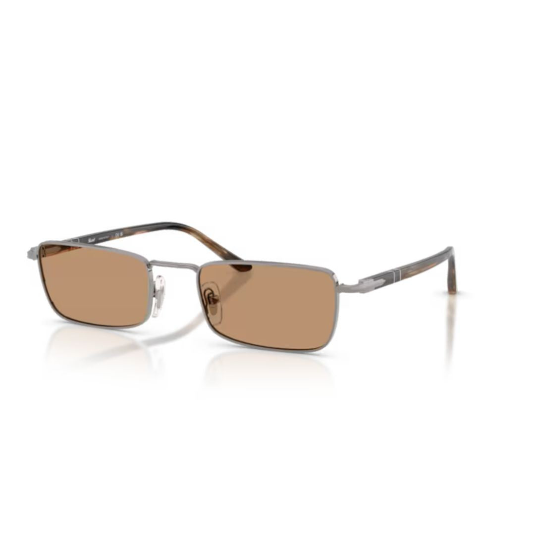 Persol 0Po1025s Rectangular Metal Sunglasses With Tortoiseshell Temples
