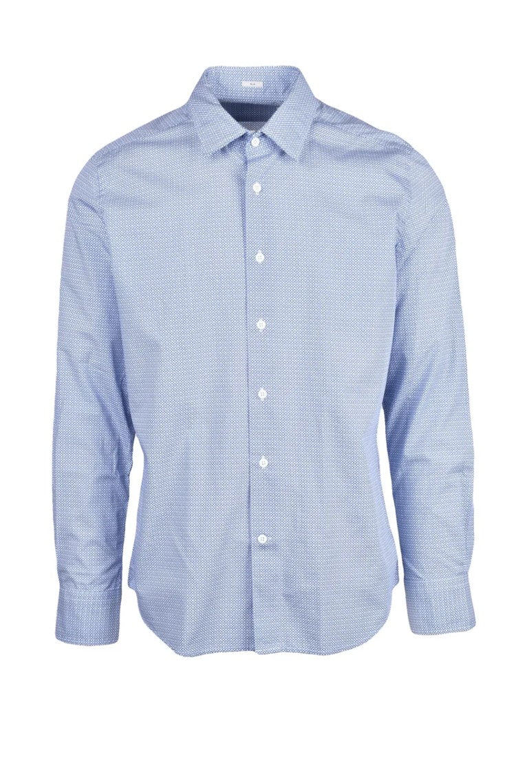 Himon's Sky Blue Micro-Check Cotton Shirt