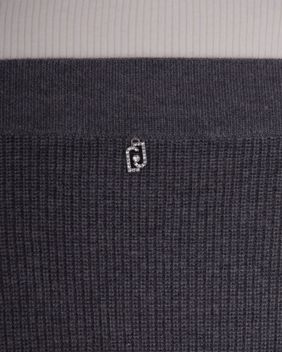 Liu Jo Grey Sweater With Jewel Embroidery