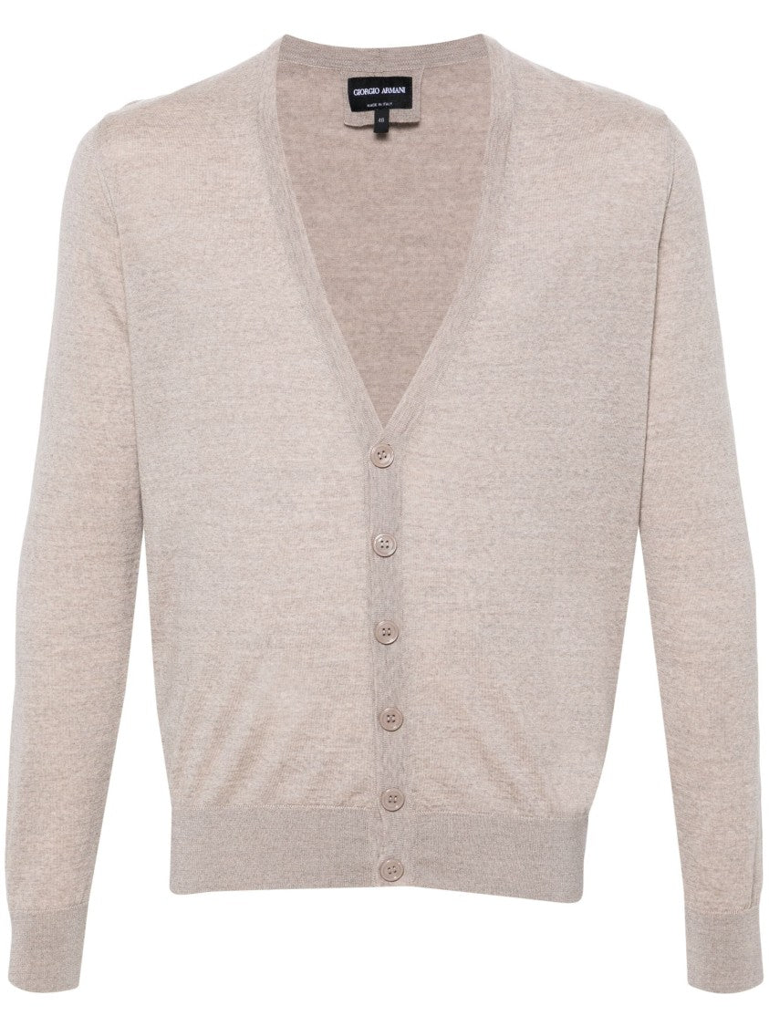 Giorgio Armani Lightweight Wool Cardigan With Classic V-Neck