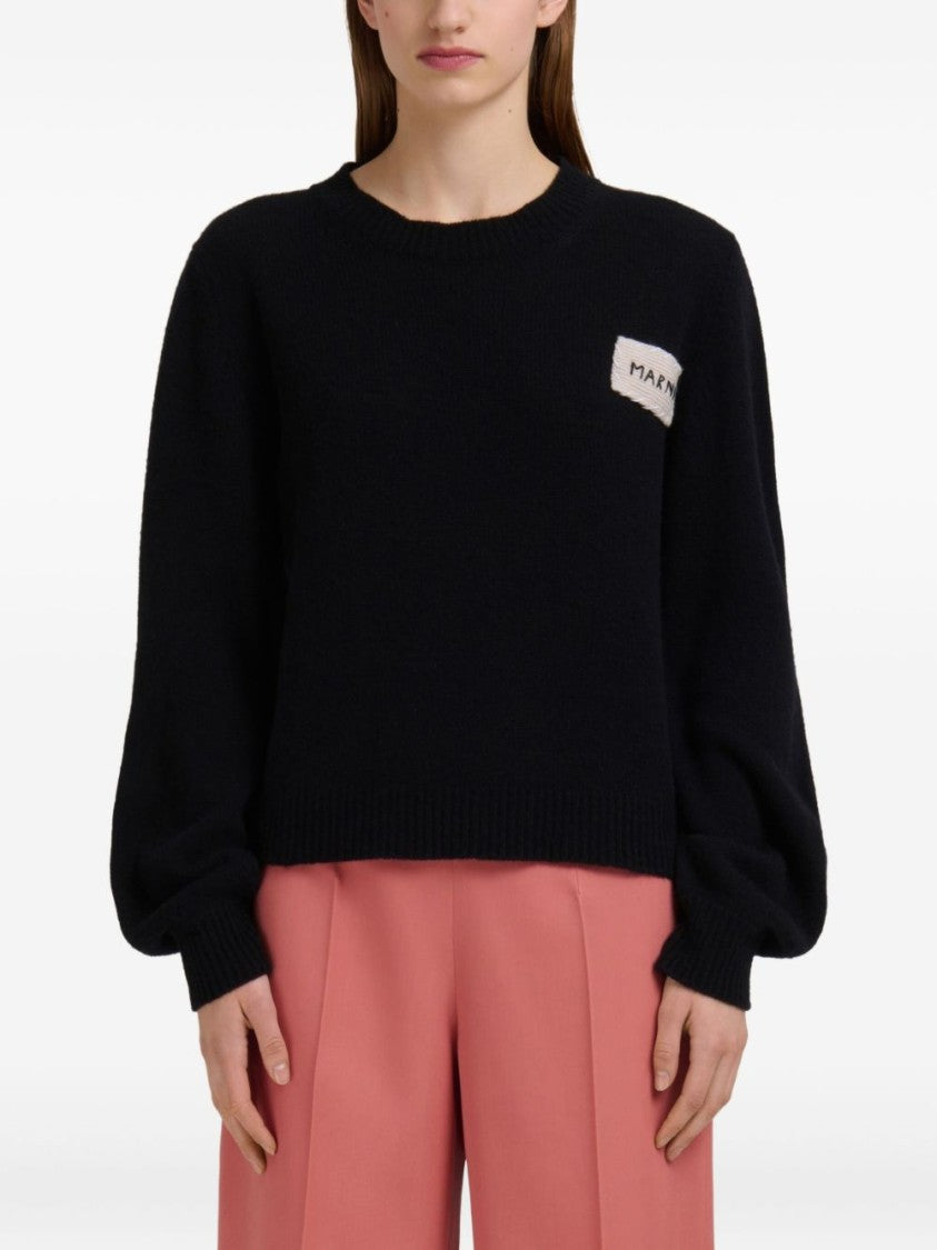 Marni Cropped /Cashmere Sweater With Classic Crew Neckline