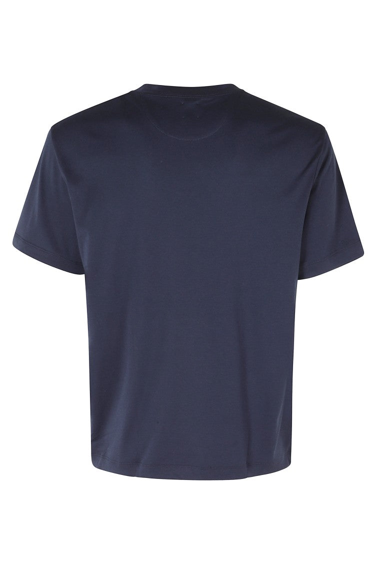 Eleventy Blue Bordini Contrasting-Profiles Cotton-Blend T-Shirt