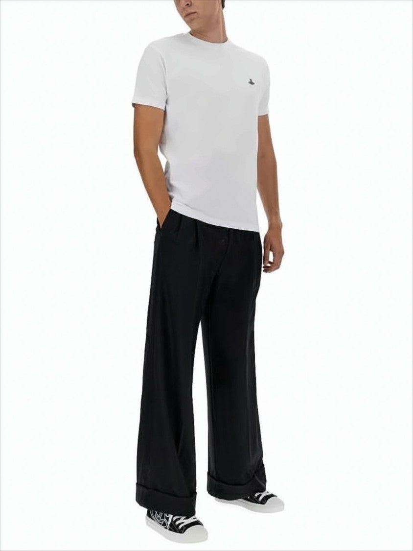 Vivienne Westwood Short-Sleeved Classic White T-Shirt With Embroidered Detail