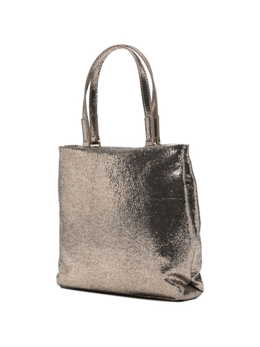 Love Moschino Textured Metallic Tote Bag With Bold Logo