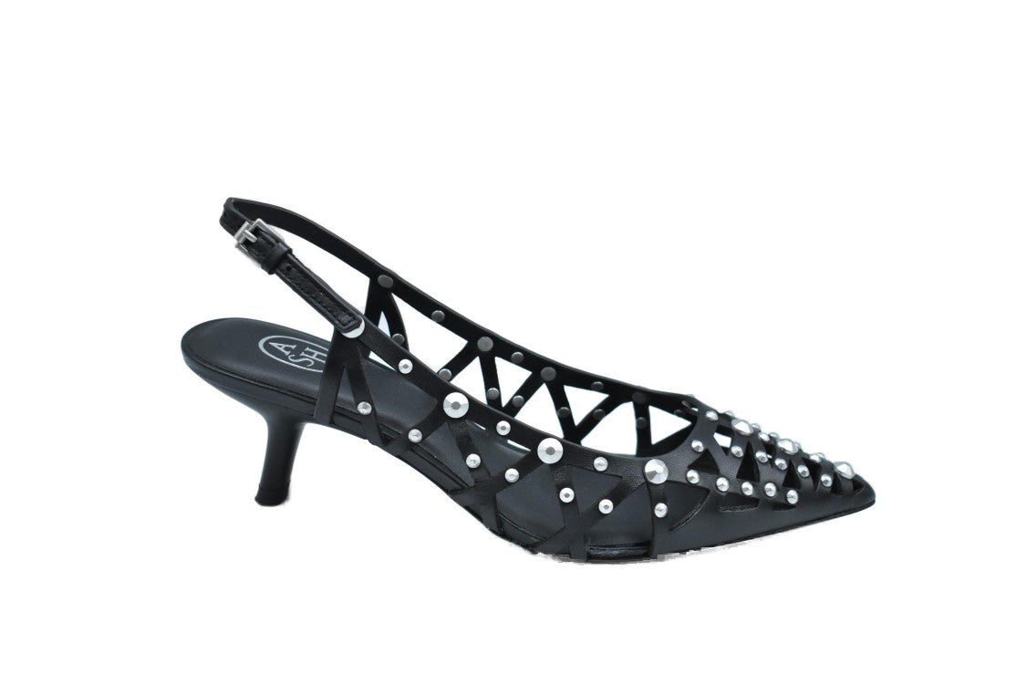 Ash Laced Black Low-Cut Shoes With Metallic Studs