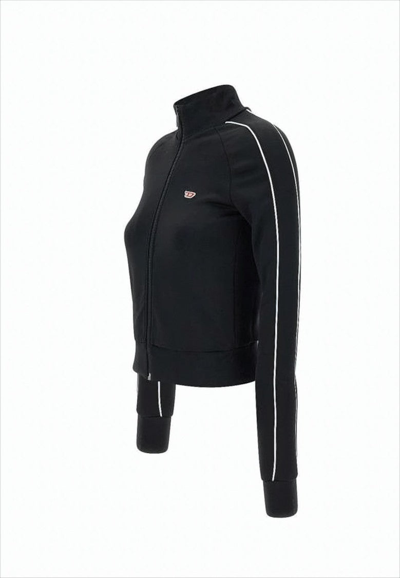 Diesel Cropped Black Jacket With High Collar