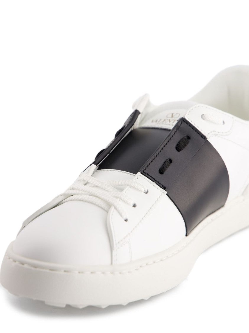 Valentino Garavani White Leather Shoes With Black Leather Strap