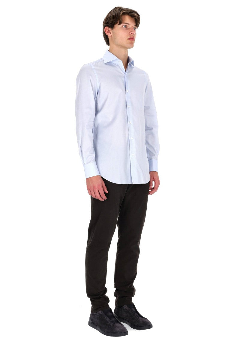Finamore Traveller Tailored Shirt In Royal Oxford Linea Milano