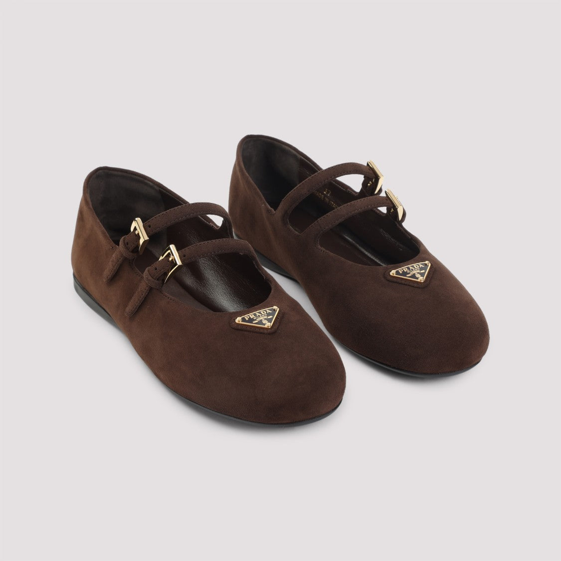 Prada Rich Brown Suede Ballerina Flats