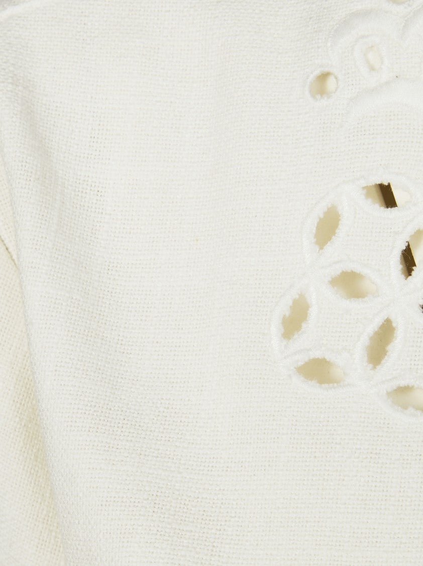 Isabel Marant Étoile Floral Embroidered Short-Sleeved Top With Scalloped Hem