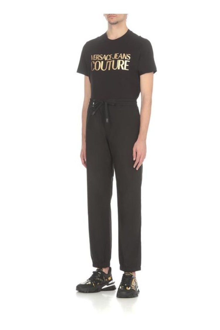 Versace Jeans Couture Black Cotton Drawstring Jogger Sweatpants