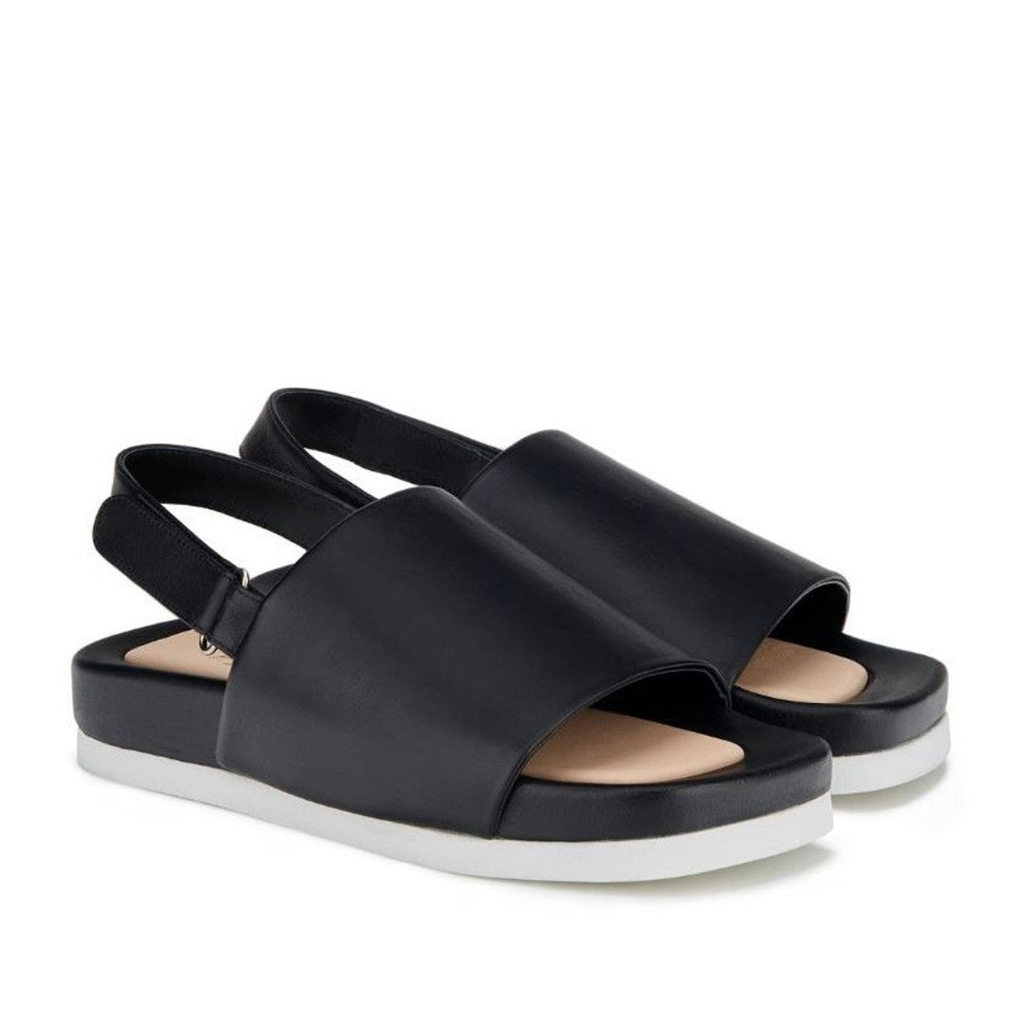 Agl Black Holly Leather Slingback Wedge Sandals
