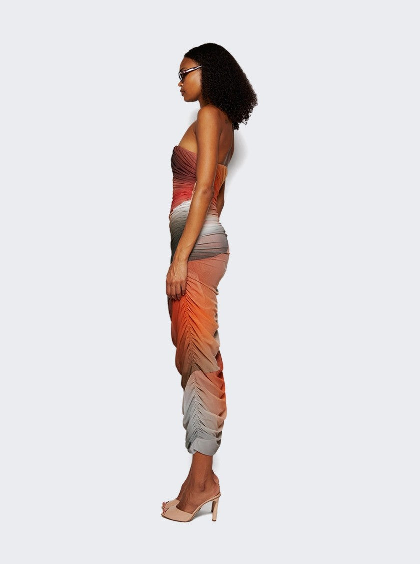The Attico Midi Dress Brown And Orange