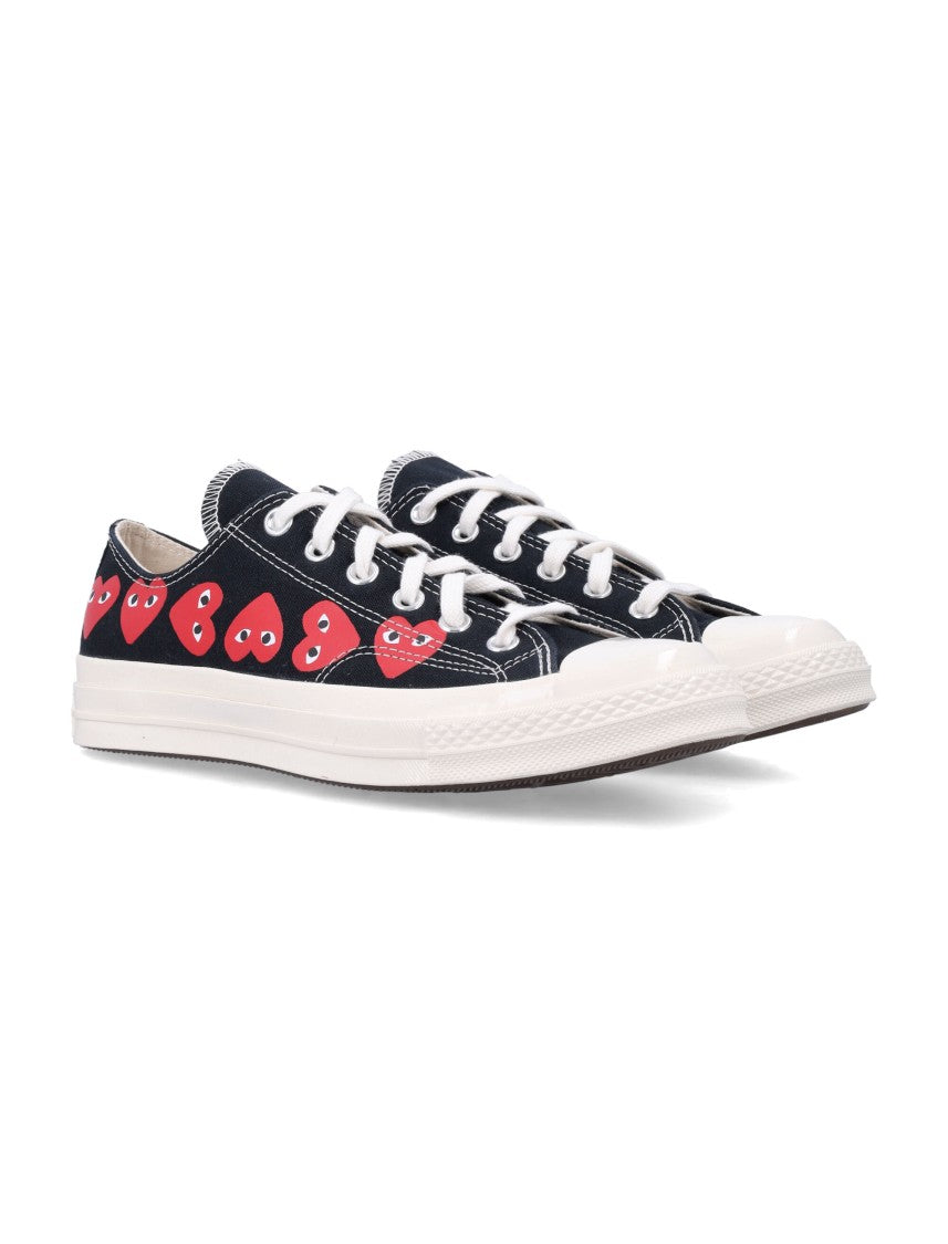 Comme Des Garçons X Converse Low-Top Sneakers With Iconic Heart Print And Rubber Sole