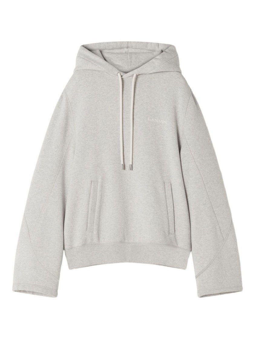 Lanvin Grey Cotton Cashmere Blend Crew Neck Hoodies