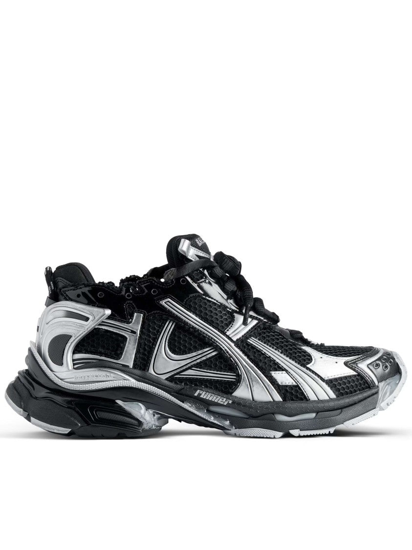 Balenciaga Black/Silver Runner Mesh Chunky Sneakers