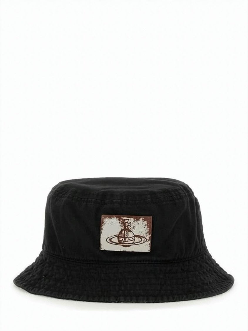 Vivienne Westwood Classic Black Cotton Bucket Hat With Distinctive Emblem
