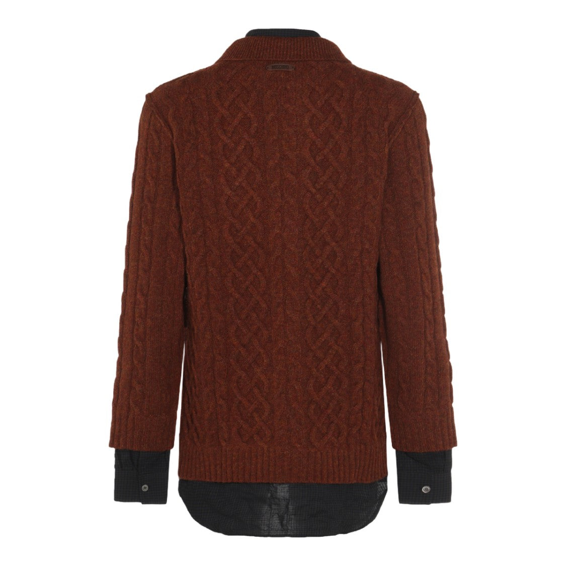 Moschino Cable-Knit Cardigan Sweater With Classic Collar