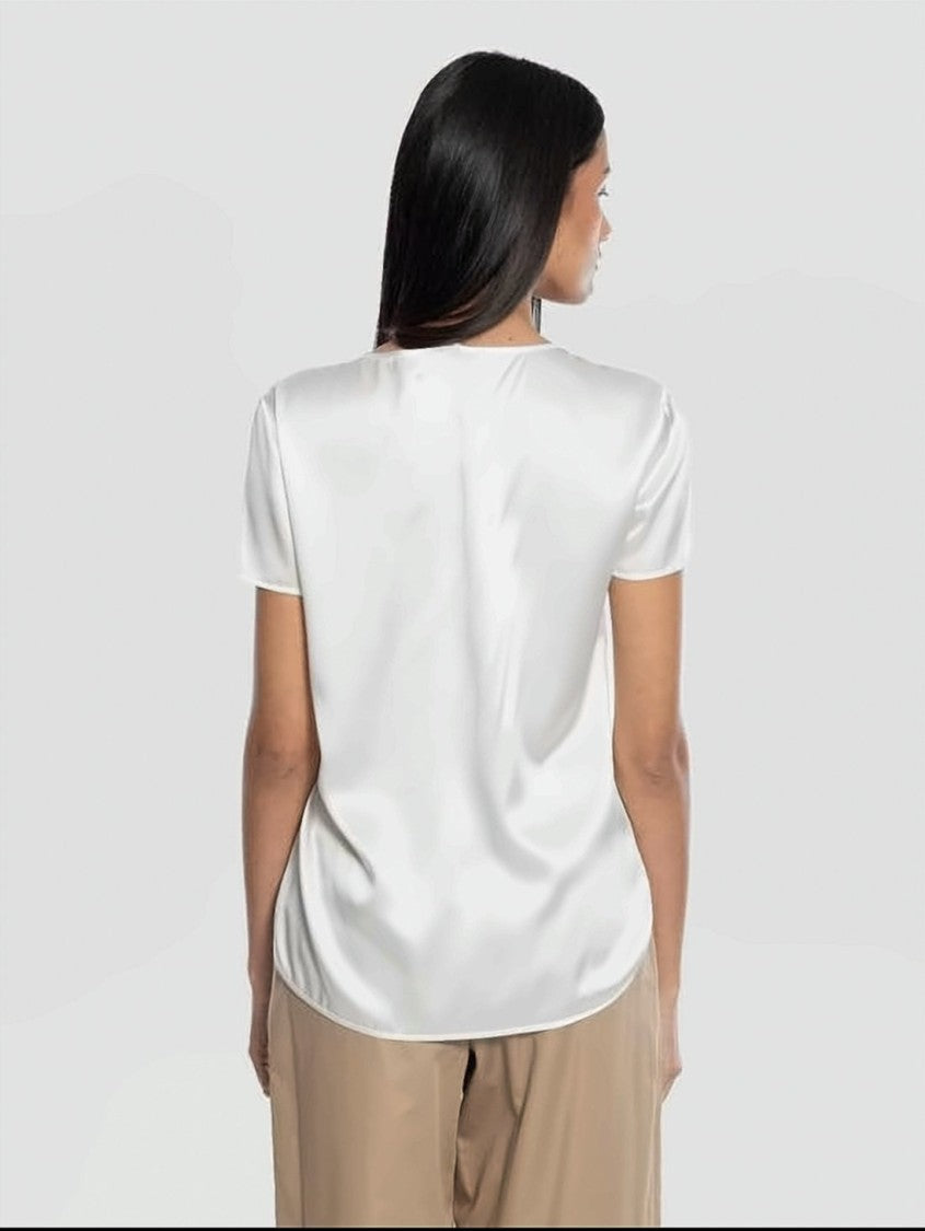 Max Mara Short-Sleeved Blouse With Smooth Shiny Finish