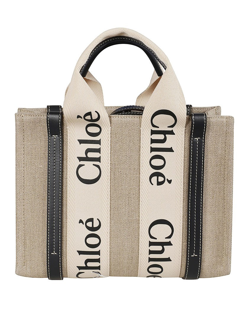 Chloé Structured Linen And Calf Leather Bag