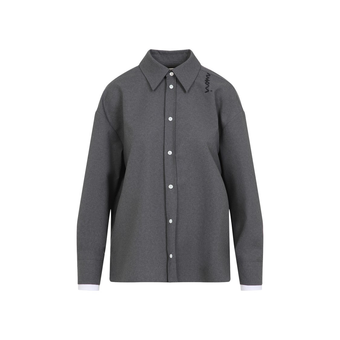 Marni Relaxed Fit Grey Shirt With Contrasting Cuffs