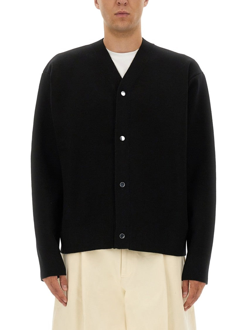 Jacquemus Boxy Black Cardigan With V-Neckline And Button-Down Front