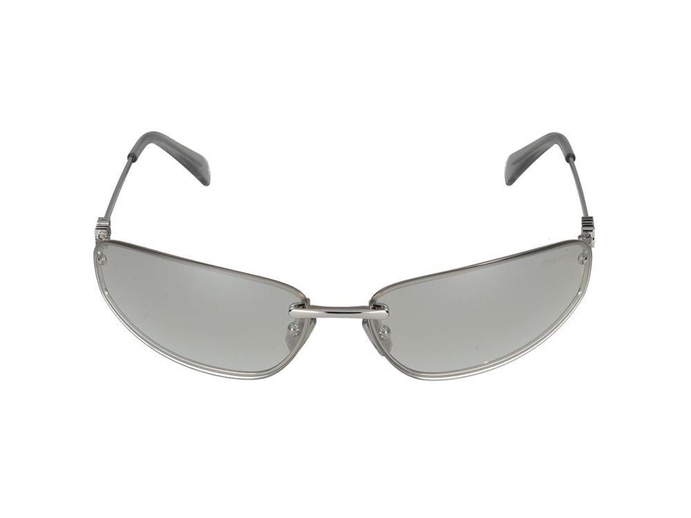 Miu Miu Rimless Silver Sunglasses With Curved Lenses