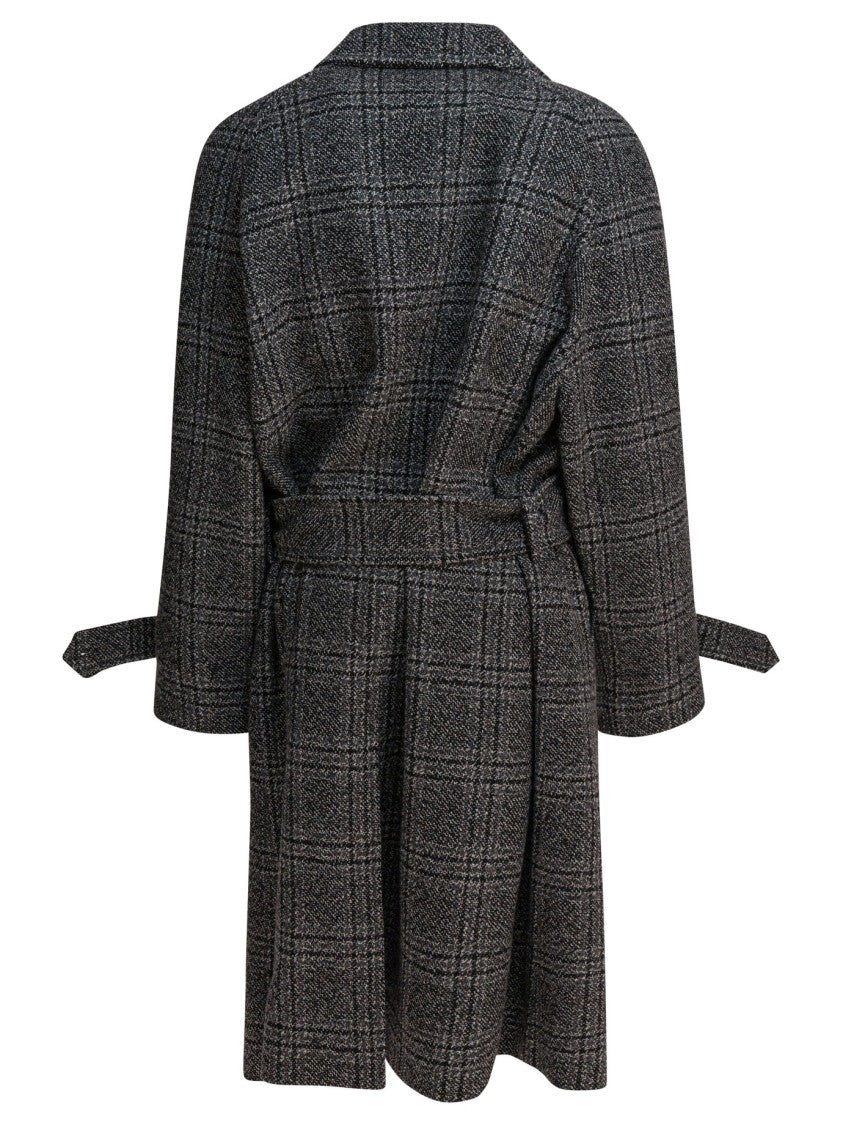 Balenciaga Single-Breasted Oversized Raglan Coat In Vintage Check Wool