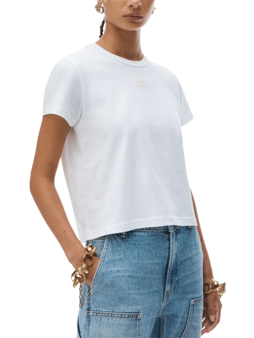 Alexander Wang Essential Jsy Shrunken White Cropped T-Shirt